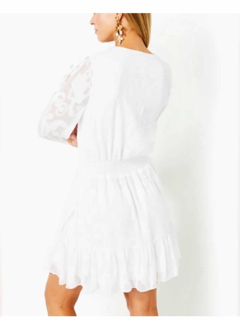 Lilly Pulitzer Cristiana Dress Women’s  SZ 2 Resort White Poly Crepe Swirl  Clip - Picture 6 of 16